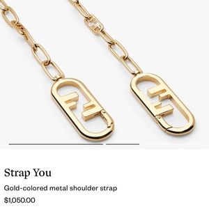 Brand NWT - Fendi Purse Strap You Gold Shoulder Strap / Chain. Retails $1,050.